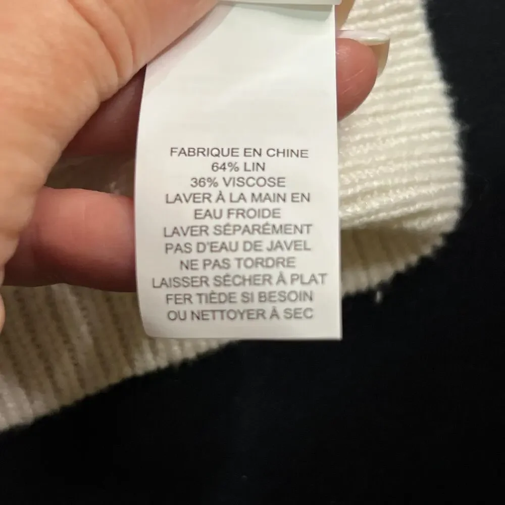 Kate Spade Pointelle Stitch Sweater Vest XL Ivory Linen Blend Open Knit